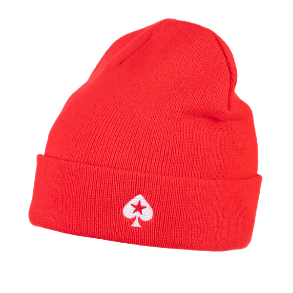 Pilt POKERSTARSI PUNANE BEANIE-MÜTS