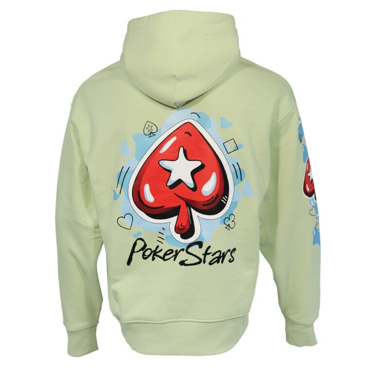 SUDADERA CON CAPUCHA VERDE CON IMAGEN DE POKERSTARS