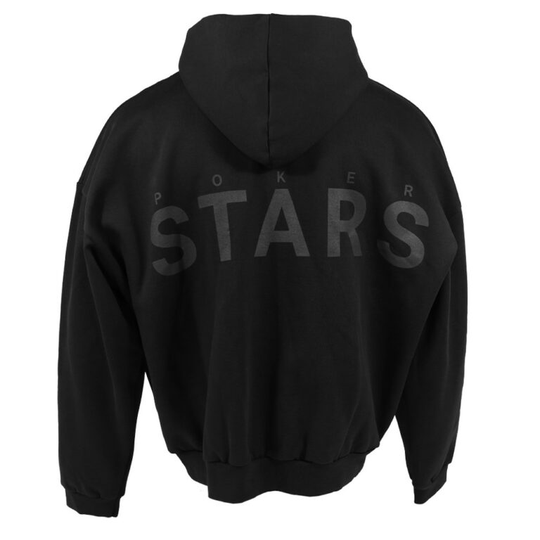 SUDADERA HOLGADA NEGRA CON CAPUCHA DE POKERSTARS CON LA LEYENDA “S T A R S”