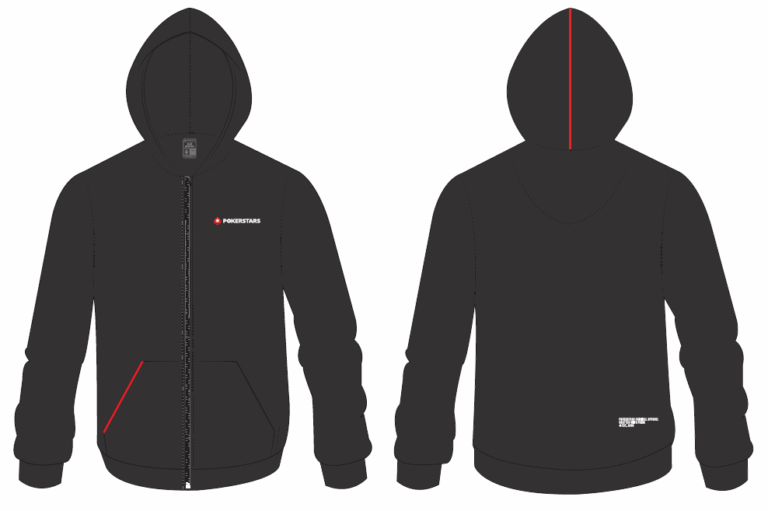 POKERSTARS RED THREAD BLACK ZIPPED HOODIE